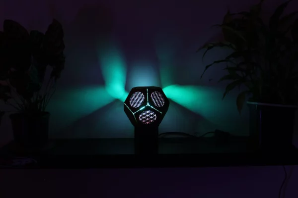 RGB Tischlampe Dodekaeder klein Blume des Lebens 3