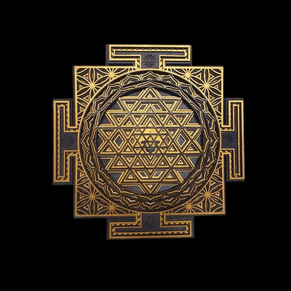 5D Mandala Shri Yantra Schwarz Gold